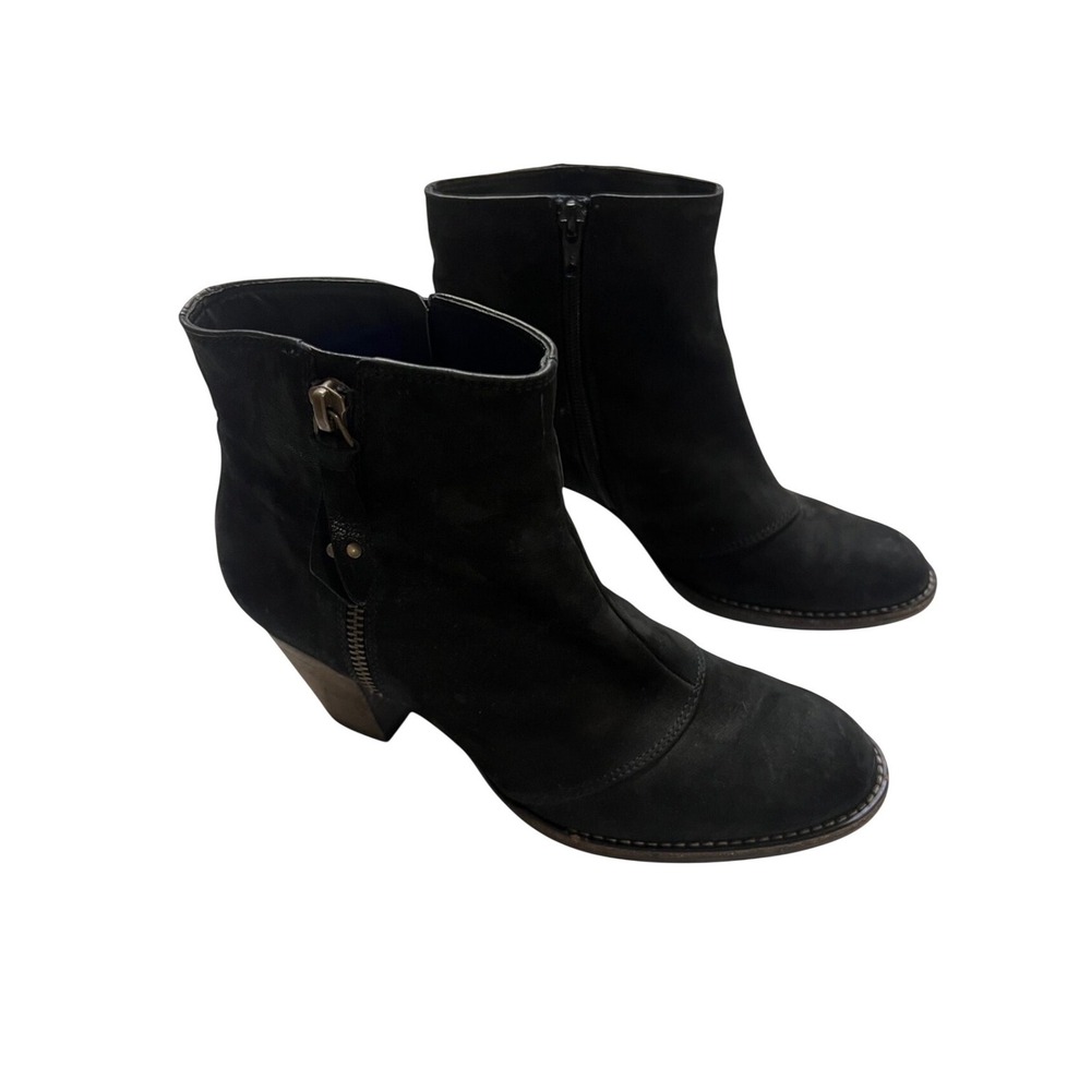 Paul Green Natick Black Suede Side Zip Block Heel Ankle Boots UK 5 (Size 7 US)